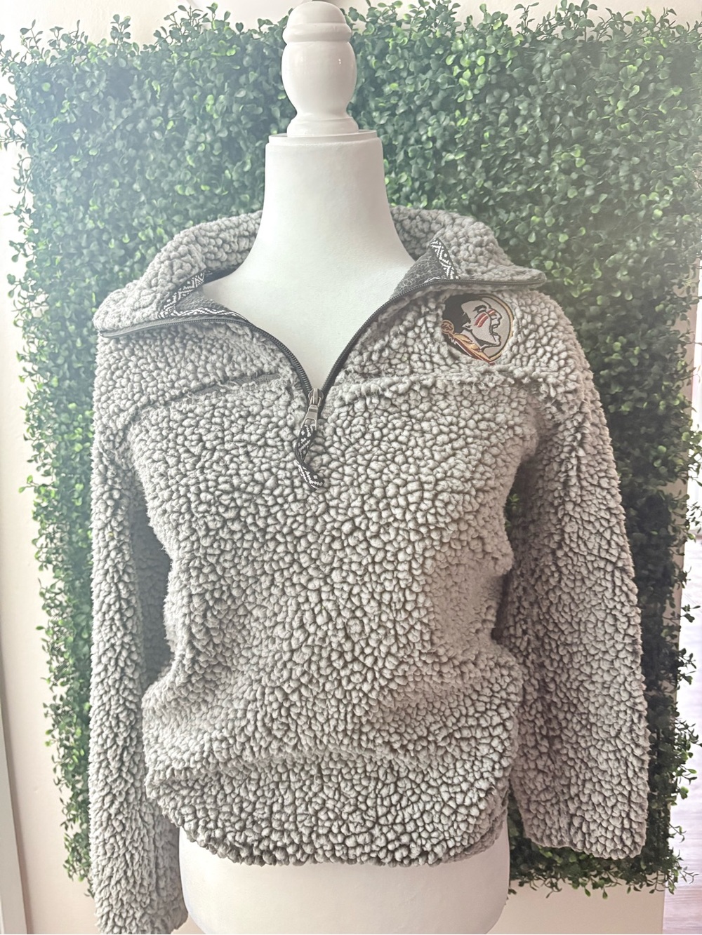 Florida State University Light Gray Sherpa Quarter-Zip Pullover
